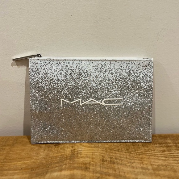 Mac white and glitter cosmetic make up pouch NWOT‎ - Picture 1 of 4